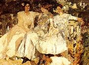 Joaquin Sorolla My Wife and Daughters in the Garden, oil painting reproduction